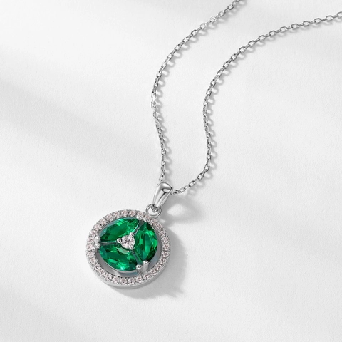 Vintage 925 Sterlingsilber Im Labor Gekreuzter Smaragd Geometrischer Anhänger Für Damen Strass Besetzt Schmuck Nur Anhänger Keine Kette