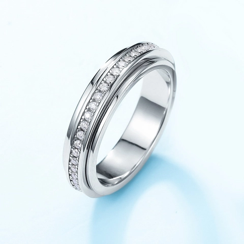 Minimalist 925 Sterling Silver Couple Rings Inlaid With Moissanite Fashion Light Luxury Versatile Lovers Jewelry Rings