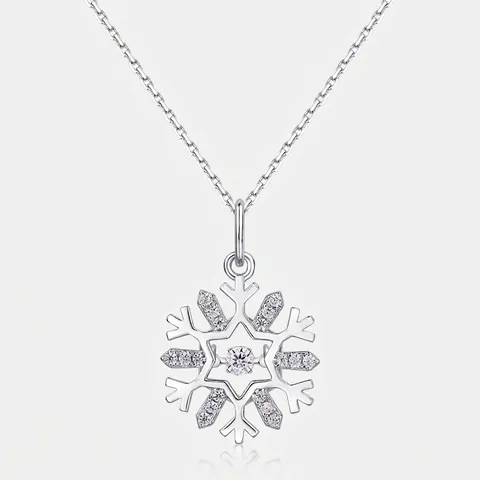 S925 Sterlingsilber Schneeflocke Anhänger Für Damen Mit Zirkonia Eingelegt Mode Leichter Luxus Schmuck Geschenk Anhänger Ohne Kette