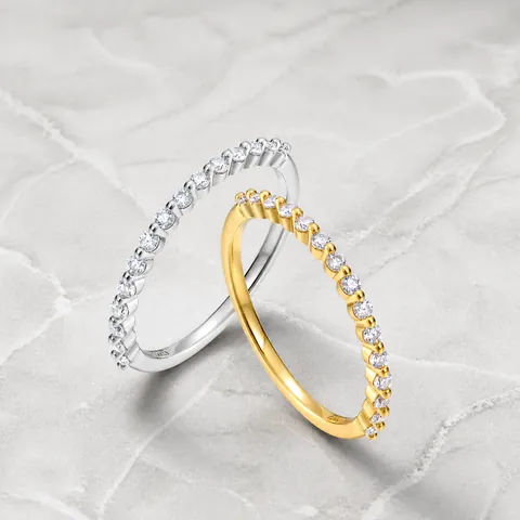Luxus 925 Sterlingsilber Moissanit Ring Einfach Brilliant Pavé Eingelegt 10K Vergoldet Bandring Für Damen Mode Schmuck