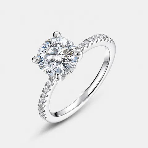 925 Sterling Silver Moissanite Engagement Ring For Women Round Brilliant Cut Moissanite Wedding Ring Inlaid Solitaire Ring Fine Jewelry Gift