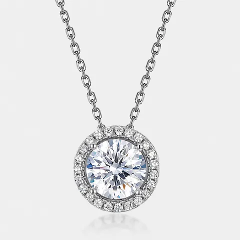 925 Sterling Zilver Moissaniet Hanger Zonder Ketting Voor Vrouwen Rond Briljant Geslepen Moissaniet Halo Solitaire Sieraden Met GRA Certificaat