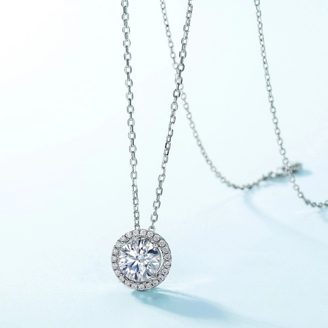 925 Sterling Zilver Moissaniet Hanger Zonder Ketting Voor Vrouwen Rond Briljant Geslepen Moissaniet Halo Solitaire Sieraden Met GRA Certificaat