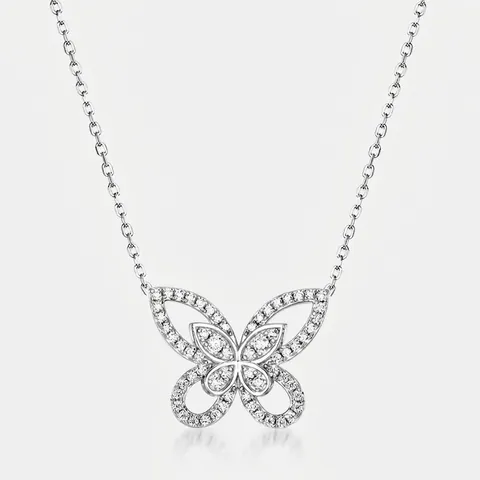 925 Sterlingsilber Schmetterling Anhänger Halskette Elegant Minimalistisch Zirkonia Schlüsselbein Kette Schmuck Damen