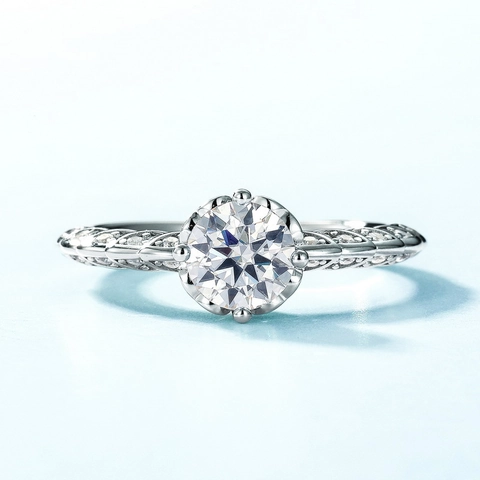 Brilliant 925 Sterling Silver Moissanite Ring Round Cut Sparkling Gemstone Twisted Band Engagement Wedding Ring For Women Fine Jewelry