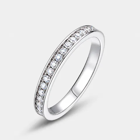 925 Sterling Silver Moissanite Ring For Women Minimalist Pave Set Geometric Band Ring Fashion Wedding Jewelry Anniversary Gift