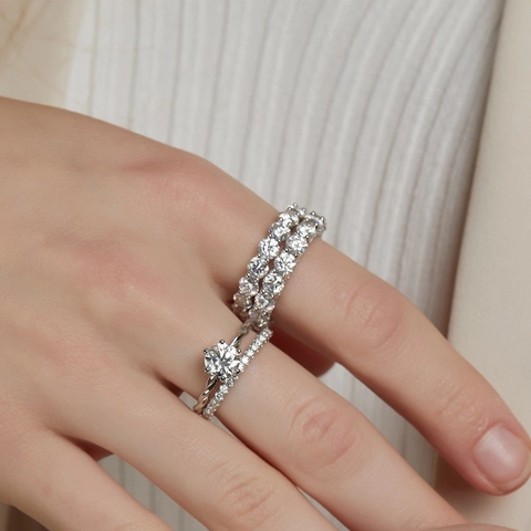 S925 Sterling Silver Moissanite Engagement Ring For Women Round Brilliant Cut Six Prong Vine Twist Band Jewelry With Certificate