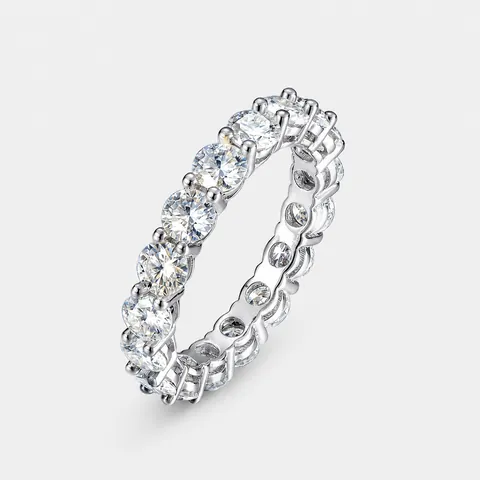 S925 Sterling Zilveren Moissaniet Eternity Ring Voor Dames Rond Geslepen Volledige Cirkel Fonkelende Band Met GRA-certificaat Fijne Sieraden Huwelijkscadeau