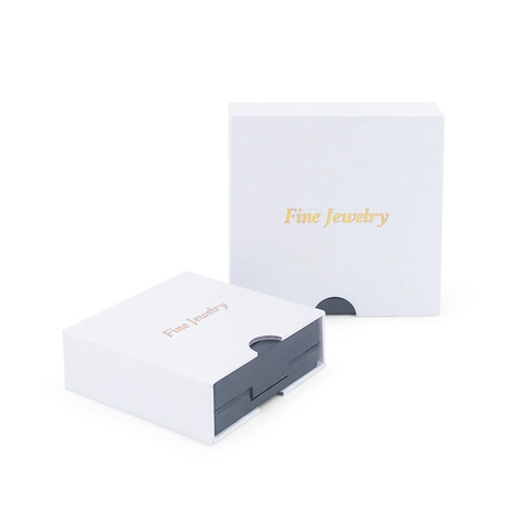 Scatola per Gioielli in Cartone Bianco Minimalista Cassetto Stampato in Lamina d'Oro Scatola Regalo Display a Sospensione in Pellicola PE