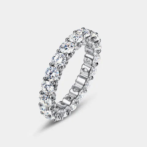 S925 Sterling Silver Single Row Moissanite Eternity Ring For Women Men Wedding Anniversary Band Jewelry With GRA Certificate