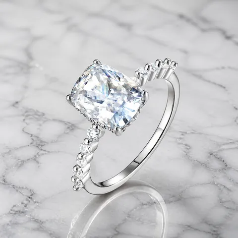 Quadratisch Geschnittener Moissanit Ring 925 Sterlingsilber Verlobungsring Für Damen D Farbe Moissanit Mit GRA Zertifikat