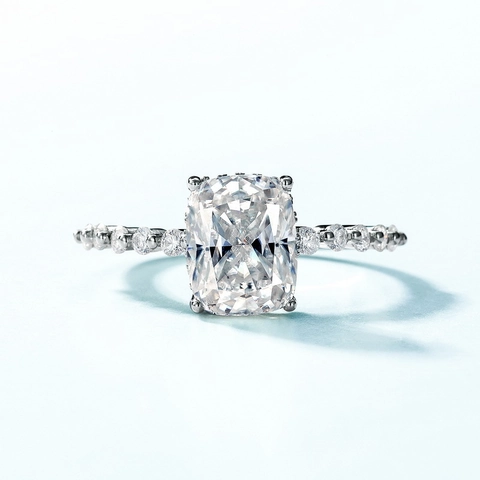 Quadratisch Geschnittener Moissanit Ring 925 Sterlingsilber Verlobungsring Für Damen D Farbe Moissanit Mit GRA Zertifikat
