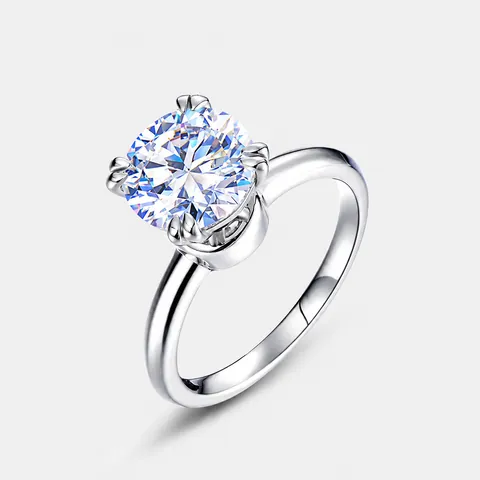 Luxury 925 Sterling Silver Moissanite Ring For Women Minimalist Round Cut Inlaid Solitaire Engagement Ring With GRA Certificate