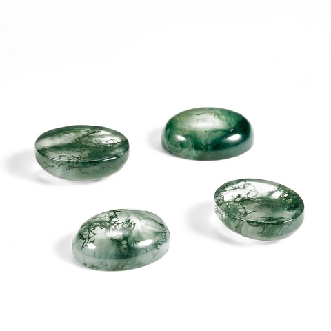 Ágata de Musgo Natural Cabujón Óvalo Piedra Preciosa de Musgo Verde Pulida Piedra Suelta Para Fabricación de Joyería DIY Colgantes