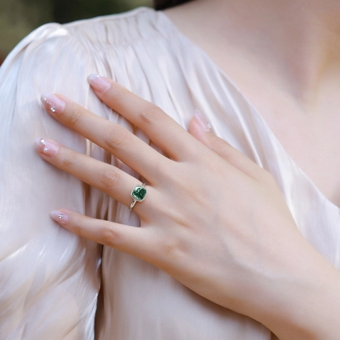 Anillo de Plata de Ley 925 con Ágata Musgo para Mujer Cuadrado Ágata de Hierba de Agua Natural Anillo Ajustable Joyería