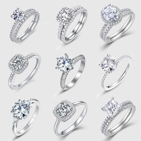 925 Sterling Silver Moissanite Ring For Women Luxury D Color Round Cushion Cut Moissanite Engagement Ring With GRA Certificate Fashion Jewelry Gift