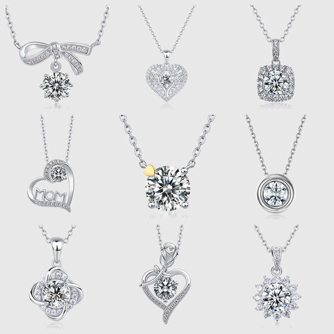 925 Sterlingsilber Moissanit Anhänger Halskette Für Damen Elegante Moissanit Eingelegte Schlüsselbeinkette Schmuck Geschenk