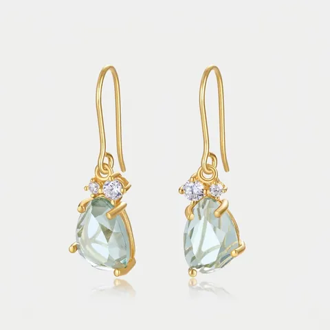 925 Sterling Silver Pear Cut Synthetic Crystal Hook Earrings For Women Zirconia Inlaid Geometric Dangle Earrings Jewelry