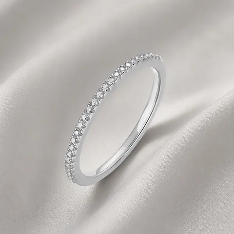 Luxury 925 Sterling Silver Micro Pave Moissanite Ring For Women Geometric Stackable High-End Wedding Band Fashion Fine Jewelry