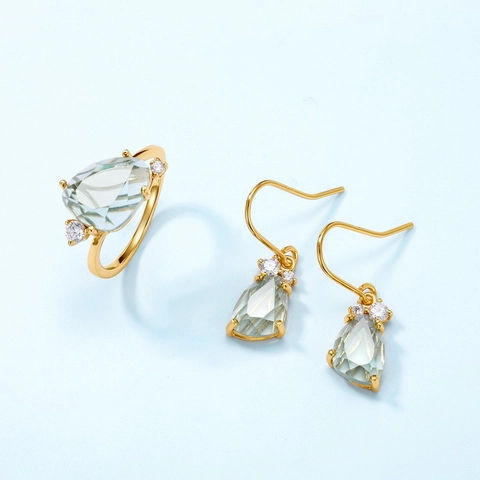 925 Sterling Silver Pear Cut Synthetic Crystal Hook Earrings For Women Zirconia Inlaid Geometric Dangle Earrings Jewelry