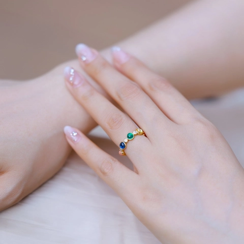 925 Sterlingsilber Regenbogen Blase Verstellbarer Offener Ring Mit Mehrfarbigen Zirkonia Vergoldet Mode Schmuck Für Damen