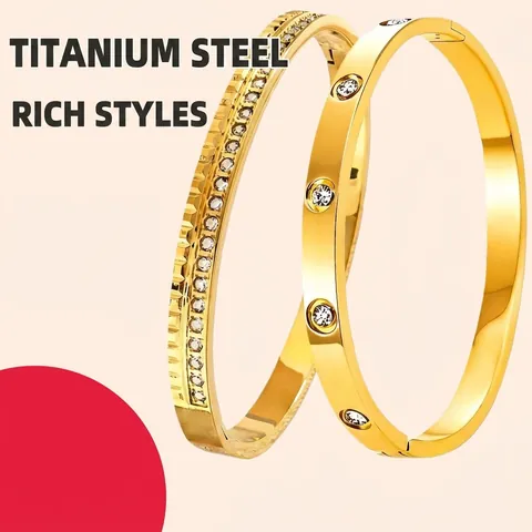 Bracciale Rigido in Acciaio Inossidabile Placcato Oro Argento Oro Rosa con Strass per Donna Trifoglio Geometrico Numeri Romani Gioielli di Moda