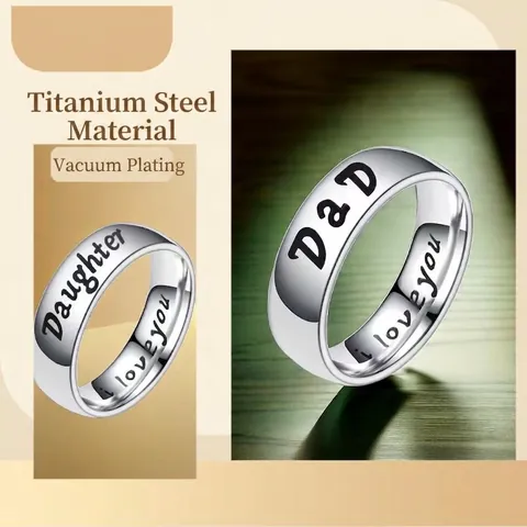 Stainless Steel Engraved Family Ring Dad Mom Daughter Son I Love You Minimalist Band Jewelry Gift For Women Men