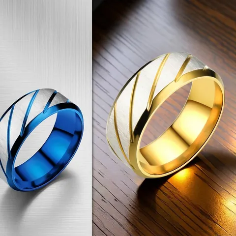 Herren Titanstahl Ring Diagonal Strukturiert Gebürsteter Bandring Kaltem Stil Einfacher Edelstahl Fingerring Modeschmuck
