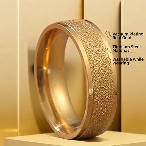 Minimalist Stainless Steel Frosted Ring For Women Men Fashion Jewelry Sandblasted Texture Band Ring Gold Silver Black Rose Gold Size 5-12