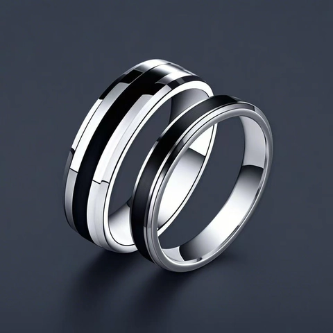 Anello in Acciaio Inossidabile per Coppie Minimalista Sabbiato Intarsio di Strass Inciso Forever Love Cuore Fede Gioielli Regalo