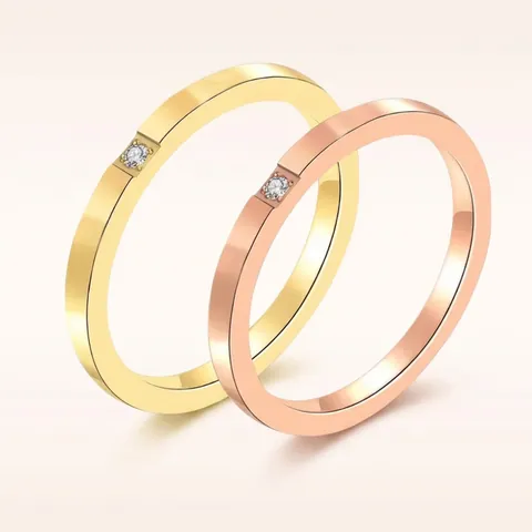 Anello Minimalista in Acciaio Inossidabile Con Strass per Donna Sottile Oro Rosa Argento Gioielli di Moda Accessori Regalo
