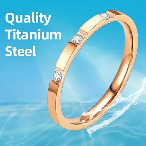 Anello in Acciaio Inossidabile con Strass Minimalista per Donna Geometrico Sottile Non Sbiadisce Galvanizzato Gioielli di Moda Regalo