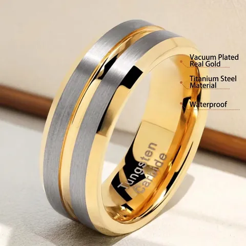 Minimalist Stainless Steel Brushed Ring For Men Women Personalized Gold Blue Plated Band Niche Design Fashion Jewelry