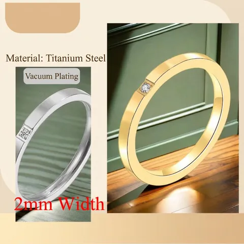 Minimalist Titanium Steel Rhinestone Ring For Women Gold Rose Gold Silver Plated Single Drills Heart Geometric Finger Ring Fashion Jewelry