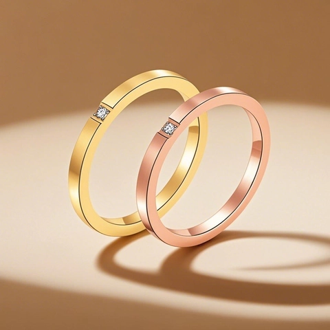 Anillo de Dedo de Acero Inoxidable con Diamantes de Imitación a la Moda para Mujer Joyería Galvanizada de Lujo Minimalista Anillo en Forma de U