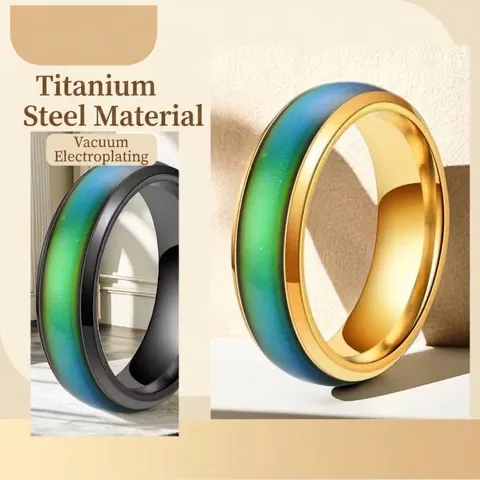 Anillo de Humor de Acero Inoxidable para Hombres y Mujeres Anillo de Banda con Cambio de Color Termosensible Joyería de Moda Minimalista