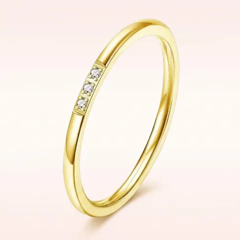 Minimalist Stainless Steel Rhinestone Ring For Women Gold Silver Plated Geometric 1mm Ultra Thin Finger Ring Fashion Jewelry