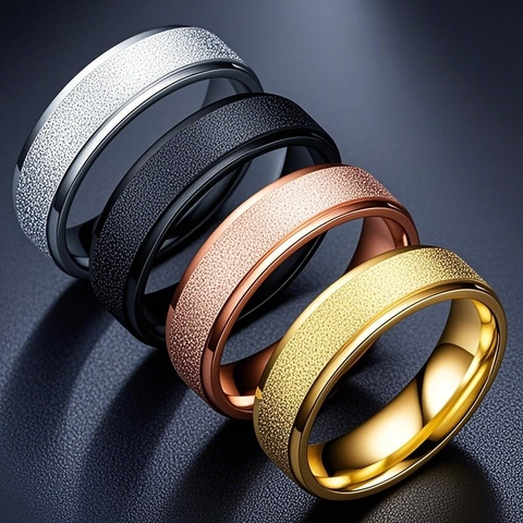 Anello a Fascia Smerigliato in Acciaio Inossidabile Minimalista per Donna Uomo Anello da Dito Opaco Lucido di Alta Qualità Accessorio per Gioielli di Moda