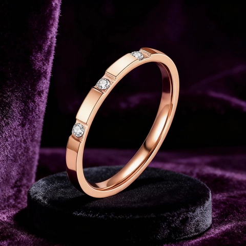 Anello in Acciaio al Titanio Minimalista Con Strass per Donna Oro Rosa Argento Anello a Fascia Geometrico Gioielli Niche High-End