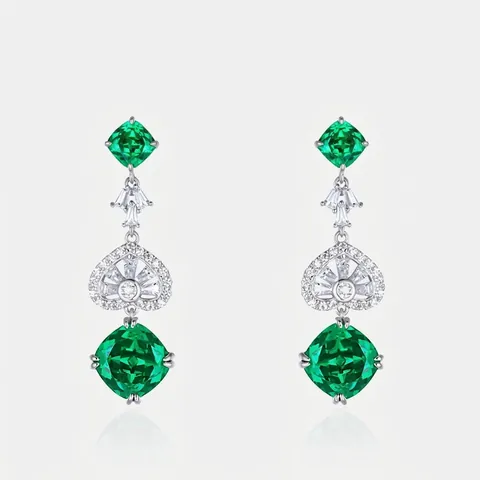 Orecchini a Goccia Geometrici in Argento Sterling 925 per Donna Elegante Forma a Cuore con Zirconia Intarsiata Gioielli Moda