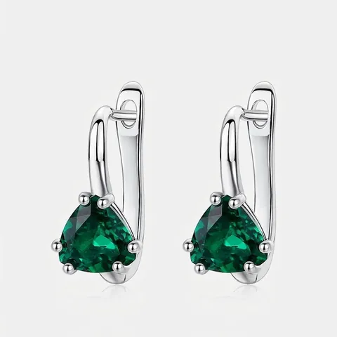 Orecchini a Bottone in Argento Sterling 925 con Zirconia per Donna Smeraldo Rubino Zaffiro Sintetici Orecchini Geometrici Gioielli di Moda Regalo