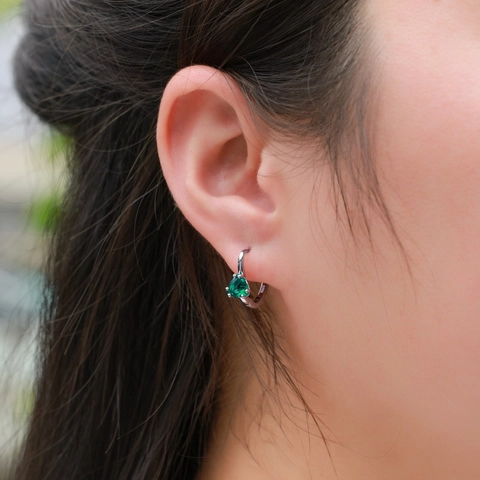 Orecchini a Bottone in Argento Sterling 925 con Zirconia per Donna Smeraldo Rubino Zaffiro Sintetici Orecchini Geometrici Gioielli di Moda Regalo