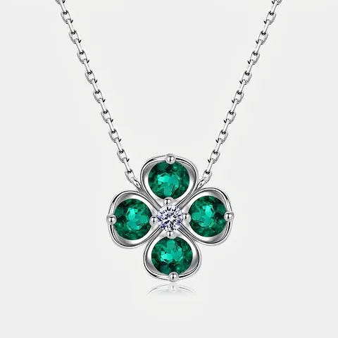 S925 Sterling Zilver Klavertje Vier Hanger Ketting Met Hartvorm Strass Elegante Bloem Choker Voor Vrouwen Cadeau