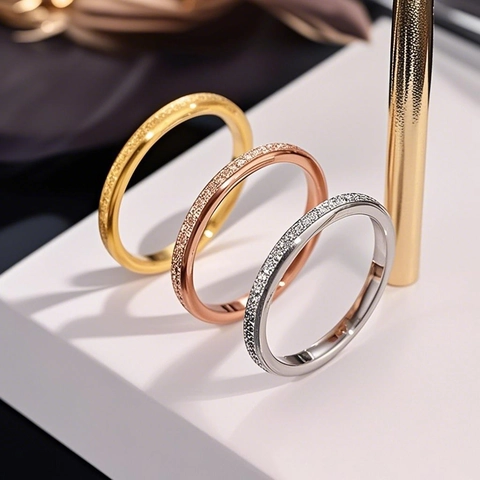Minimalist Stainless Steel Frosted Ring For Women Men Gold Silver Rose Gold Black Sandblasted Texture Band Fashion Jewelry Gift