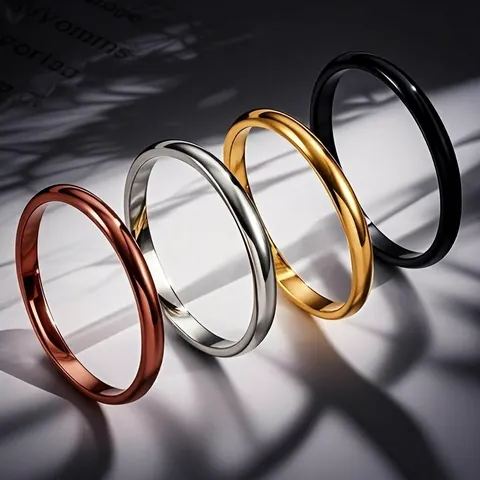 Anello a Fascia Semplice in Acciaio Inossidabile Minimalista per Uomo Donna in Acciaio al Titanio Lucidato Gioielli di Moda Quotidiana