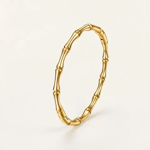 Titanium Steel Bamboo Joint Bracelet For Women Vintage Gold Silver Open Cuff Round Bead Bangles High End Jewelry Gift