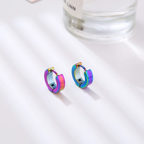 Minimalist Stainless Steel Huggie Hoop Earrings For Men Women Titanium Steel Polished Round Geometric Piercing Jewelry Accessory