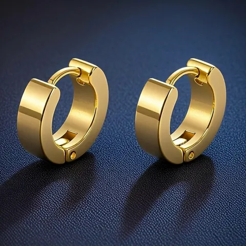 Minimalist Stainless Steel Huggie Hoop Earrings For Men Women Titanium Steel Polished Round Geometric Piercing Jewelry Accessory