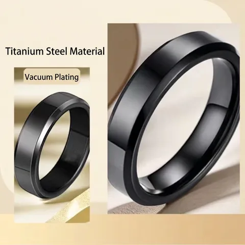 Titanium Steel Band Ring For Men Women Beveled Edge Polished Brushed Minimalist Couple Ring Jewelry Gift Non-Fading