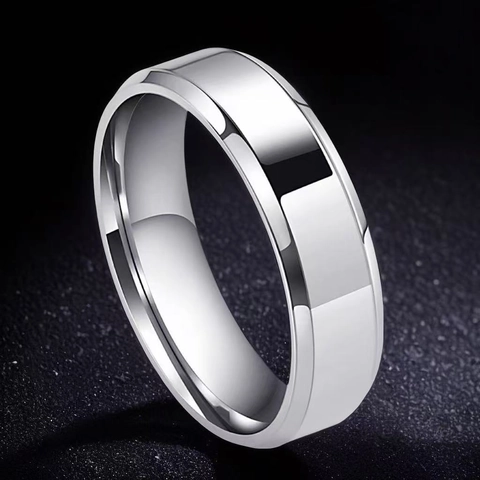 Titanium Steel Band Ring For Men Women Beveled Edge Polished Brushed Minimalist Couple Ring Jewelry Gift Non-Fading
